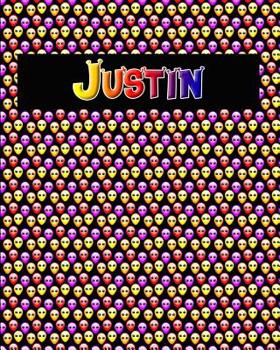 120 Page Handwriting Practice Book with Colorful Alien Cover Justin: Primary Grades Handwriting Book