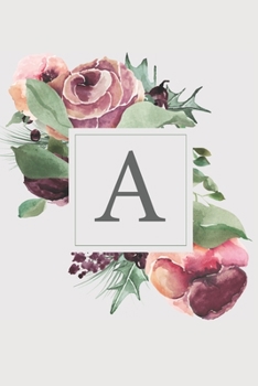 A: Pink Monogram Sketchbook | 110 Sketchbook Pages (6 x 9) | Soft Pink Roses and Peonies in a Watercolor Monogram Sketch Notebook | Personalized Initial Letter Journal | Monogramed Sketchbook