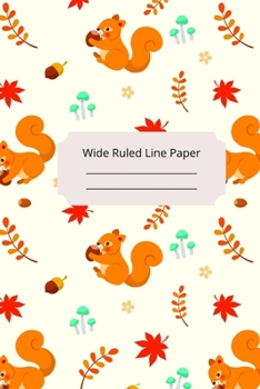Paperback Cute Baby Squirrel Theme Wide Ruled Line Paper Book