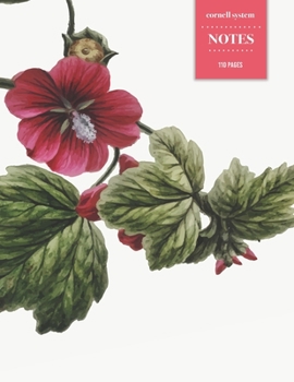 Cornell System Notes 110 Pages: Vintage Floral Notebook for Professionals and Students, Teachers and Writers - Vintage Botanical Drawing of Red Raspberry Berry Blossoms