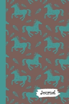 Paperback Journal: Teal & Gray Wild Running Horses Diary with Blank Lined Notebook Paper Book