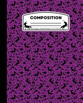 Paperback Composition: Unicorn Purple Marble Composition Notebook Wide Ruled 7.5 x 9.25 in, 100 pages book for girls, kids, school, students Book