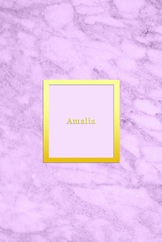 Paperback Amalia: Custom dot grid diary for girls - Cute personalised gold and marble diaries for women - Sentimental keepsake note book