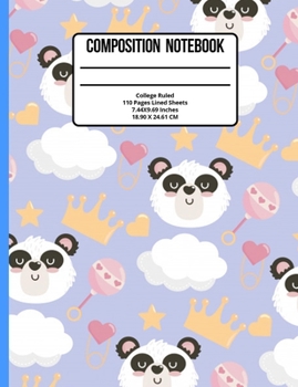 Paperback Composition Notebook College Ruled: Panda 110 Pages Book