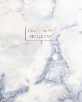 Paperback Graph Paper Notebook: Blue and White Grey Marble - 7.5 x 9.25 - 5 x 5 Squares per inch - 100 Quad Ruled Pages - Cute Graph Paper Composition Book