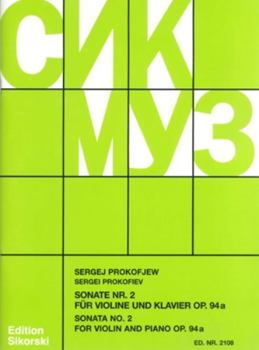 Paperback Sonata No. 2, Op. 94a: Violin and Piano Book