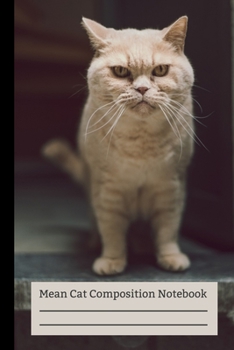 Paperback Mean Cat Composition Notebook: Blank Wide Ruled Journal for Cat Gifts and Back to School Book