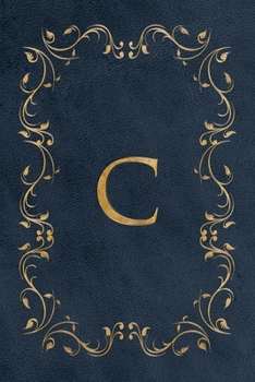 C: Faux leather effect / look gold monogram. Personalized letter ruled journal notebook. Elegant traditional design suitable for all: men, women, ... pages in 6 x 9 matte finish, handy size.