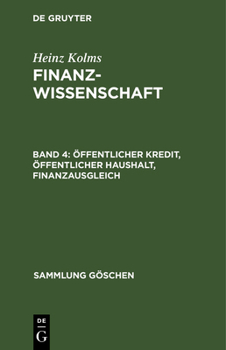 Hardcover Öffentlicher Kredit, öffentlicher Haushalt, Finanzausgleich [German] Book