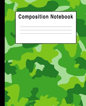 Composition Notebook: Bright Green Camoflage College Ruled Blank Lined