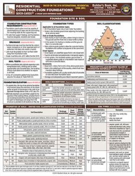 Pamphlet Residential Construction Foundation Quick-Card 2018 IRC Book