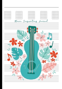 Music Songwriting Journal: Blank Guitar Tabs paper, Standard Staff & Tablature Featuring Twelve 6-Line Tablature Staves Per Page With a “TAB” Clef with Guitar Flat Musical Theme