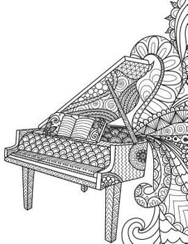 Paperback Blank Book Journal: Piano Music Zentangle Cover Diary Notebook: 8.5 x 11 size 120 gray lined pages! Book