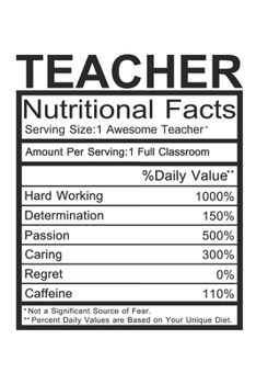 Paperback Teacher: Teacher Gift - Funny Lined Notebook Journal Featuring Nutritional Facts About Teacher Book