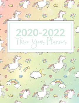2020-2022 Three Year Planner: This Unicorn Moon Stars Clouds Cover 3 Year planner, scheduler, organizer, features 8.5" X 11" size, with yearly, ... and reminders. Includes Leap Year & Holidays.