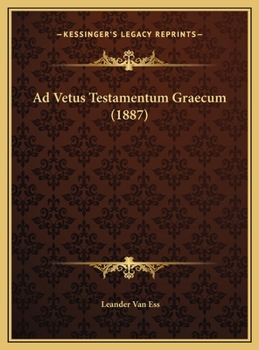 Hardcover Ad Vetus Testamentum Graecum (1887) [Latin] Book