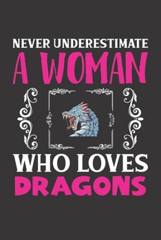 Paperback Never Underestimate A Woman Who Loves Dragons: Dragon Lovers Girl Women Gift Journal Lined Notebook 6x9 120 Pages Book