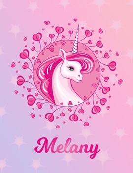 Paperback Melany: Melany Magical Unicorn Horse Large Blank Pre-K Primary Draw & Write Storybook Paper - Personalized Letter M Initial Cu Book