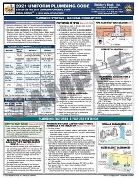 Pamphlet 2021 Uniform Plumbing Code Quick-Card - UPC Book