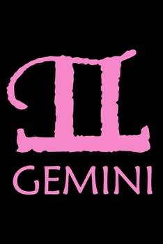 Notebook: Gemini Zodiac Sign Pink Symbol Stars May June Birthday Gift Black Lined Journal Writing Diary - 120 Pages 6 x 9