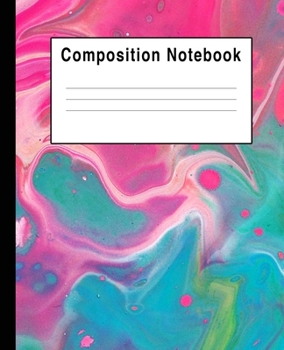 Paperback Composition Notebook: Blue Greeb Pink Abstract Swirl Art Book