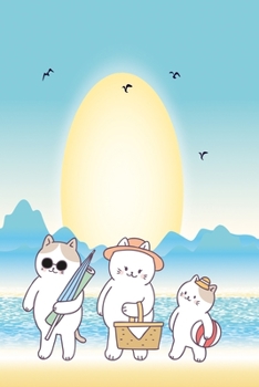 Paperback Cat family at the beach: Notebook, Diary and Journal with 120 Lined Pages with beach Book