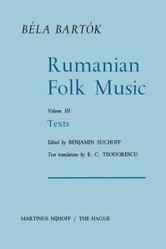 Paperback Rumanian Folk Music: Texts Book