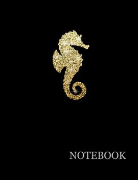 Brilliant Gold Sea Horse  Black Notebook| Brilliant Golden Sea Horse Black Notebook Grid Sturdy High Quality Premium White Paper 8.5x11 pages| ... For Man| Journal For Work (Golden Black)