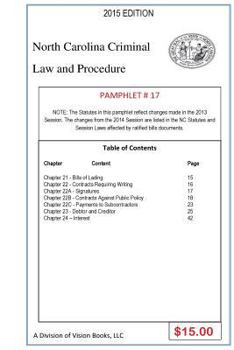 Paperback North Carolina Criminal Law and Procedure-Pamphlet 17 Book
