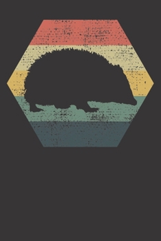Paperback Notebook: Hedgehog Hedge Cute Pet Animal Retro Vintage Gift Dot Grid 6x9 120 Pages Book