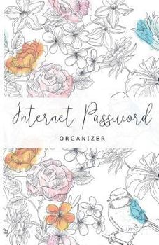 Paperback Internet Password Organizer: Never Forget A Password Again! 5.5" x 8.5" Watercolor Pink Flowers And Blue Bird Design, Small Password Organizer With [Large Print] Book