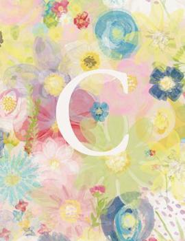 Paperback C: Monogram Initial C Notebook for Women and Girls-Pastel Floral-120 Pages 8.5 x 11 Book