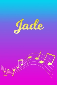 Paperback Jade: Sheet Music Note Manuscript Notebook Paper - Pink Blue Gold Personalized Letter J Initial Custom First Name Cover - Mu Book