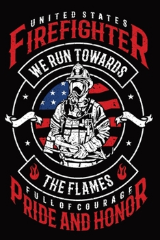 United States Firefighter Fireman notebook [6x9][lined][110pages]: Firefighter firemen fireman gift notebook journal for logs, notes, black