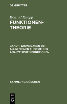 Hardcover Grundlagen der allgemeinen Theorie der analytischen Funktionen [German] Book