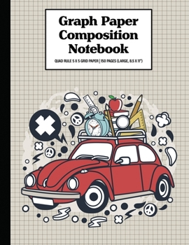 Graph Paper Composition Notebook Quad Rule 5x5 Grid Paper | 150 Sheets (Large, 8.5 x 11"): School Tour Bug