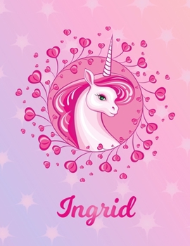 Ingrid: Unicorn Sheet Music Note Manuscript Notebook Paper | Magical Horse Personalized Letter D Initial Custom First Name Cover | Musician Composer ... Notepad Notation Guide | Compose Write Songs