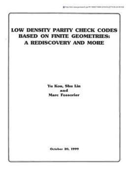 Paperback Low Density Parity Check Codes Based on Finite Geometries: A Rediscovery and More Book