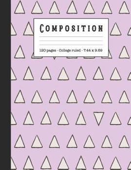 Composition: Wide ruled education composition notebook for school and college students and teachers - Pink and gray triangle contemporary graphic cover art design