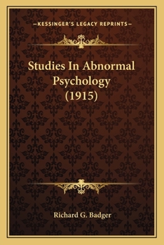 Paperback Studies In Abnormal Psychology (1915) Book