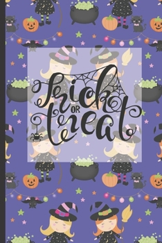 Paperback Trick or Treat: Fun Halloween-themed lined notebook/journal, 120 pages, 6x9in Book