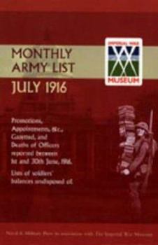 Paperback Supplement to the Monthly Army List July 1916 Book