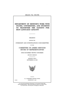 Department of Defense’s work with states, universities, and students to transform the nation’s foreign language capacity