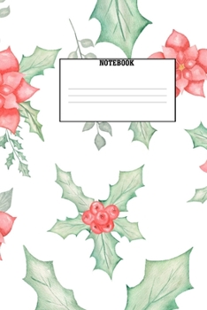 Paperback Notebook: Christmas Pattern Snow Globe Pine Holly Stocking Stuffer 150 Page Wide Ruled Notebook Book