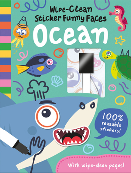 Hardcover Wipe-Clean Sticker Funny Faces Ocean Book