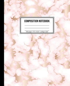 Paperback Composition Notebook: Cute College Ruled Pink Marble Notebook For Girls Book