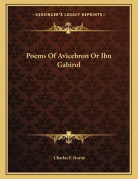 Paperback Poems of Avicebron or Ibn Gabirol Book