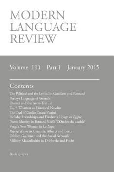 Paperback Modern Language Review (110: 1) January 2015 Book
