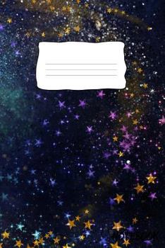 Notebook: 110 Dot Grid Pages,  6 x 9 (Blue Green Purple Gold Stars In Space)