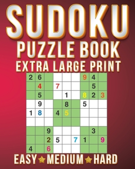 Paperback Sudoku Book Hard: Sudoku Extra Large Print Size One Puzzle Per Page (8x10inch) of Easy, Medium Hard Brain Games Activity Puzzles Paperba [Large Print] Book